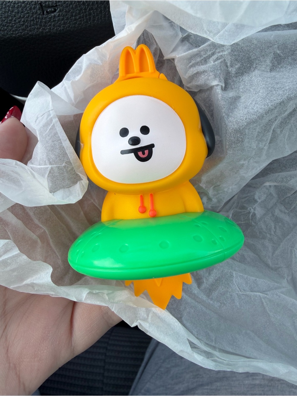 Yellow Alien Character UFO Toy with Green Saucer